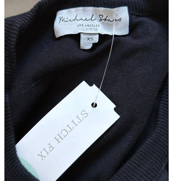 MICHAEL STARS Revolve new black ruched fitted cotton halter midi dress - Picture 9 of 12